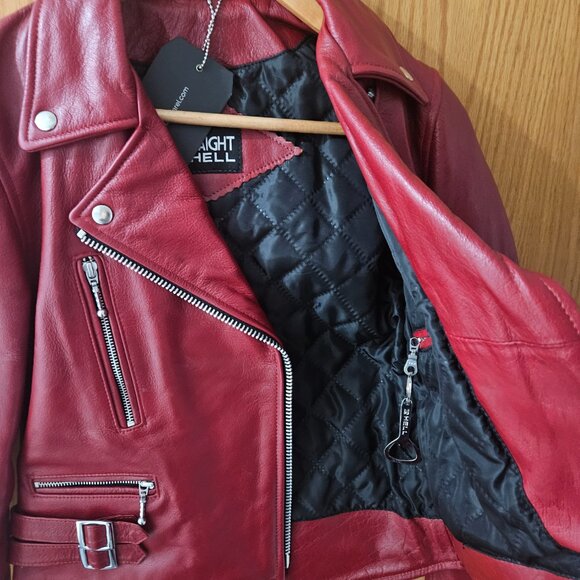 NWT Straight to Hell Defector Leather Jacket in Burgundy - S - Picture 13 of 14